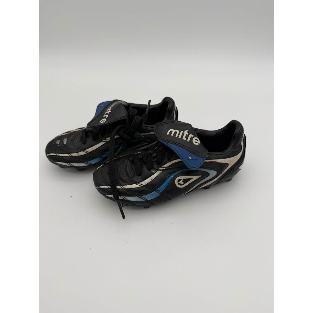 Mitre Size 1.5 Black Blue Soccer Cleats Youth Kids Athletic Sport Field Shoes